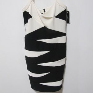 A. Byer Ivory and Black Bandage Dress Size 11